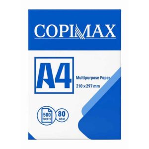 تصویر جلد بستهبندی کاغذ A4 کی ام پی مدل Multipurpose Paper 500 عددی 80 گرم با لوگوی KMP و جزئیات سایز A4